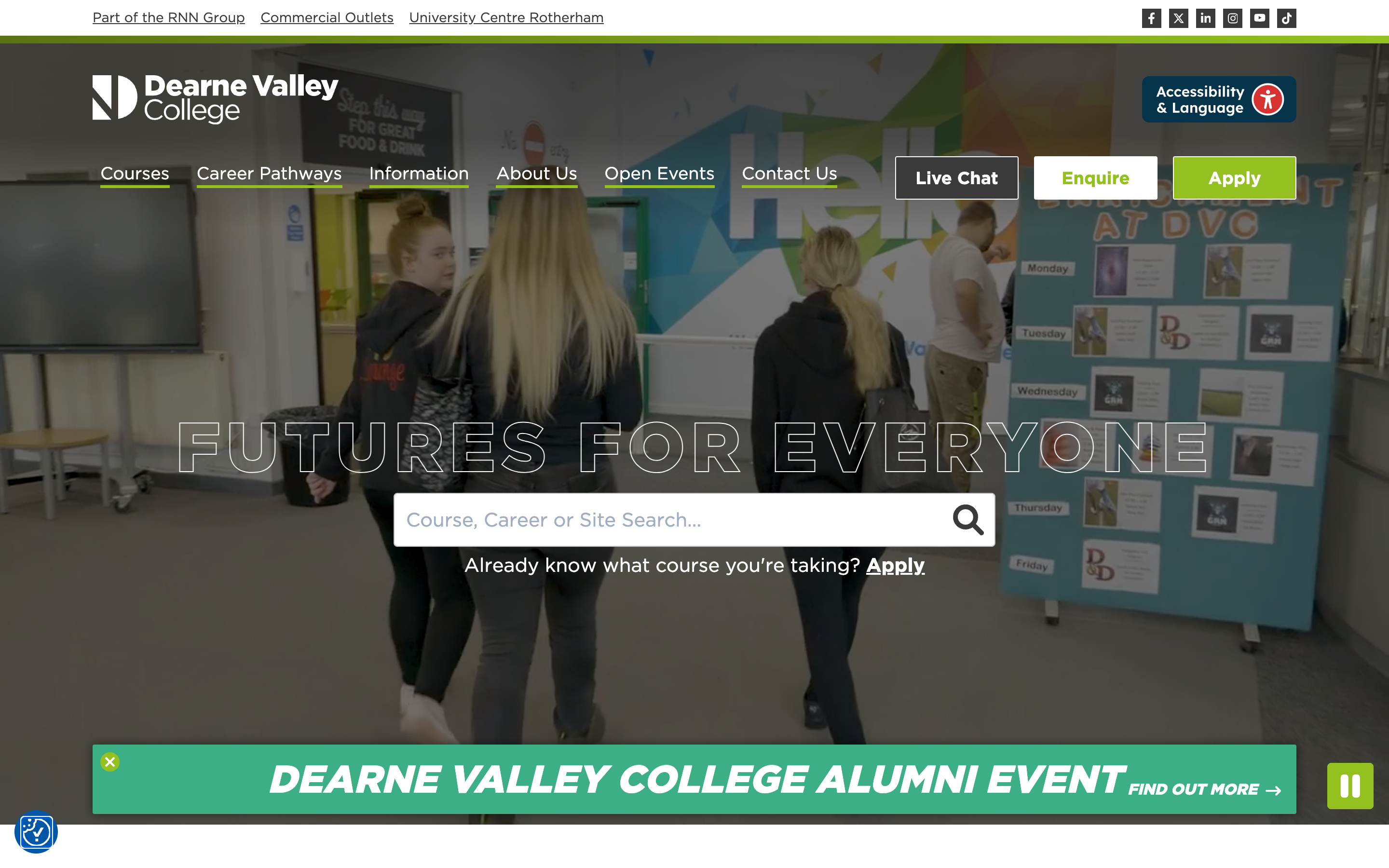 Dearne Valley College — same rebuilt platform, its own identity, traffic up nearly 22% year-on-year