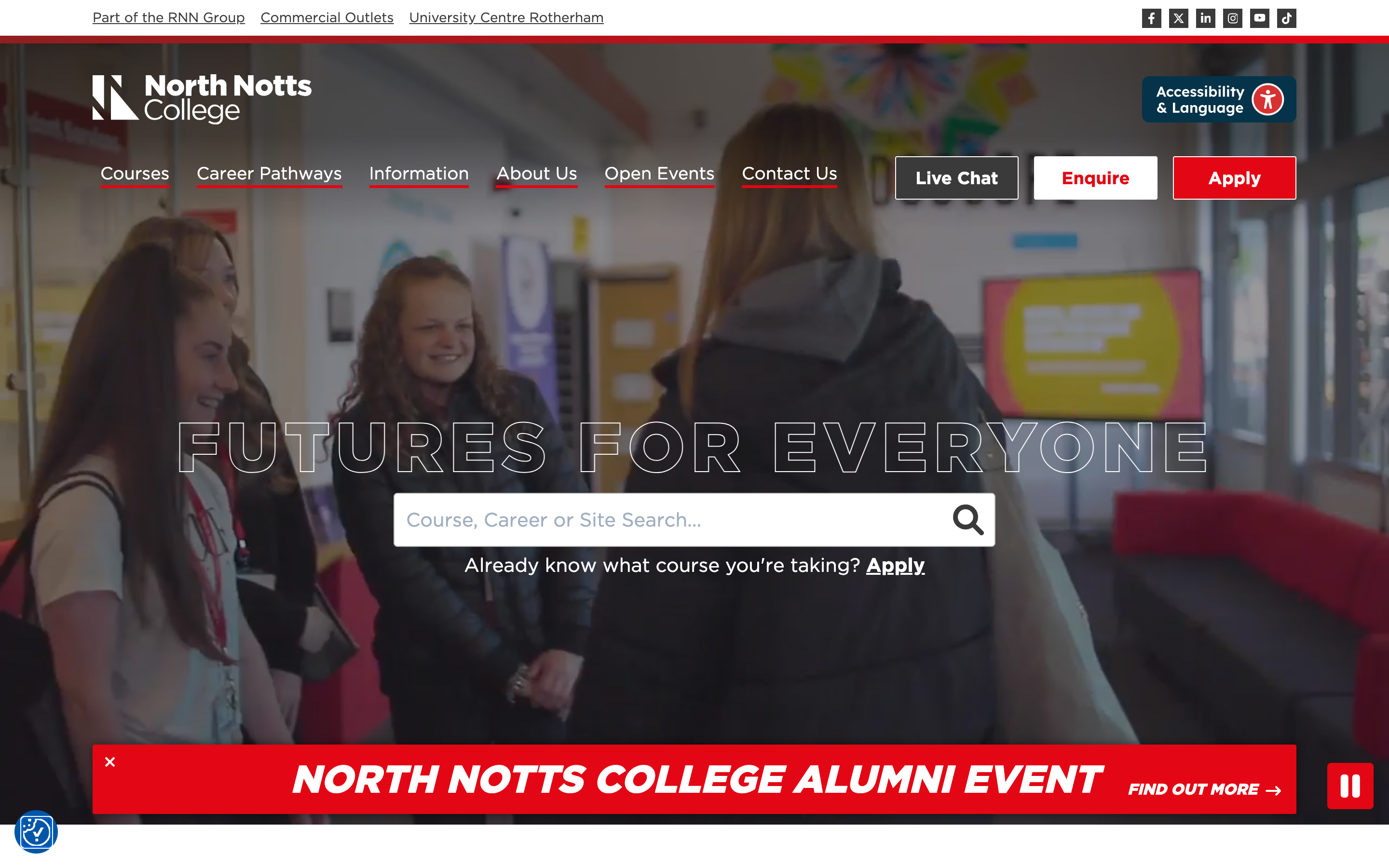 North Notts College runs on the same rebuilt platform as Rotherham, in its own brand colours